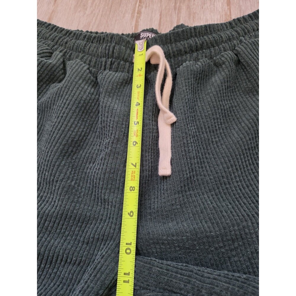Super Massive Green Corduroy Lounge Pants Drawstring Wide Leg Womens Sz L EUC - Picture 7 of 9